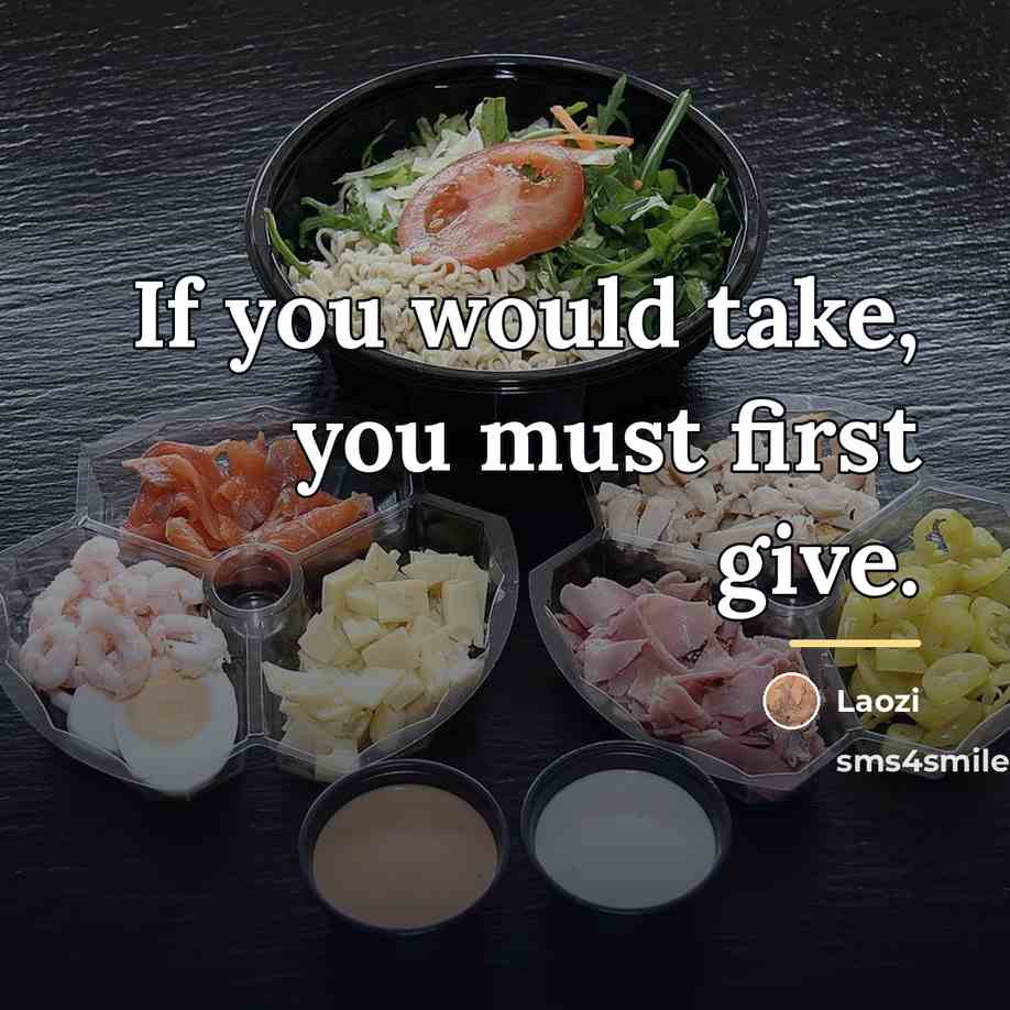 “If you would take, you must first give.…” quote by Laozi