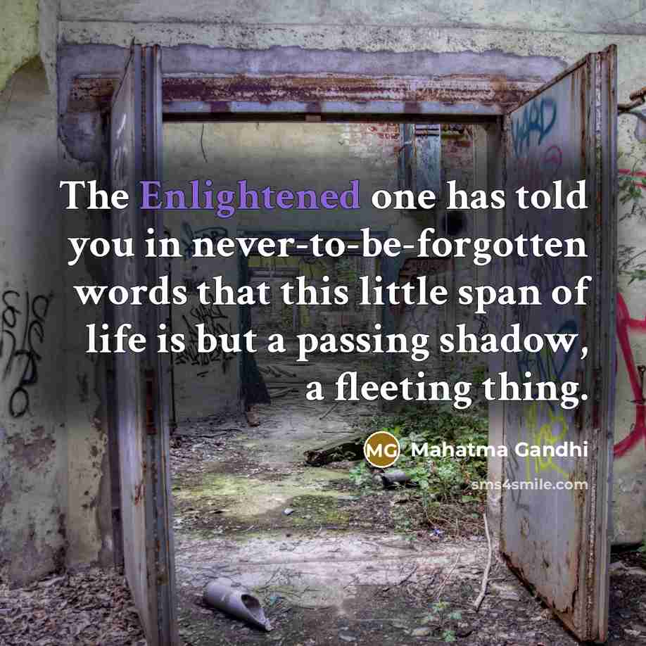 “The Enlightened one has told you in never-to-be-forgotten words that…” quote by Mahatma Gandhi