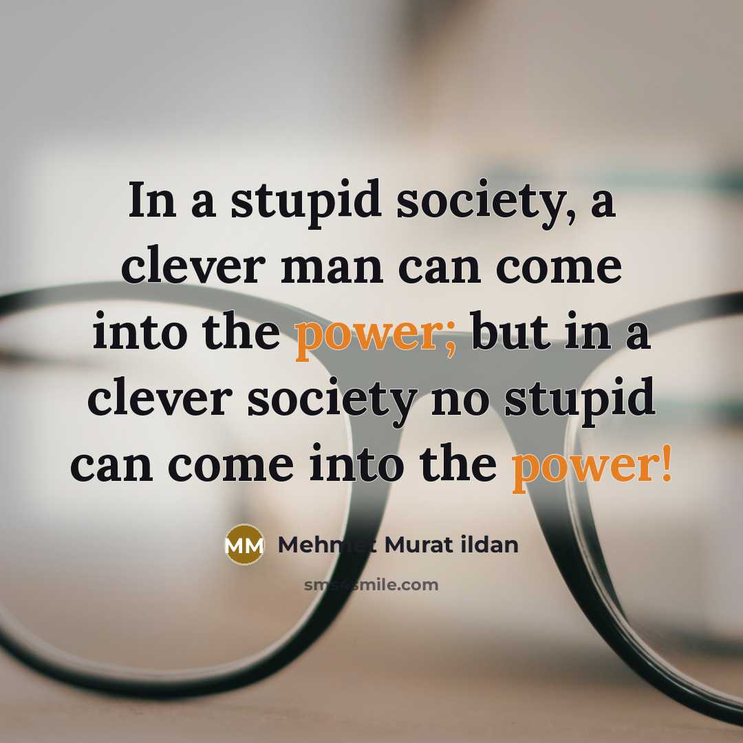 “In a stupid society, a clever man can come into…” quote by Mehmet Murat Ildan