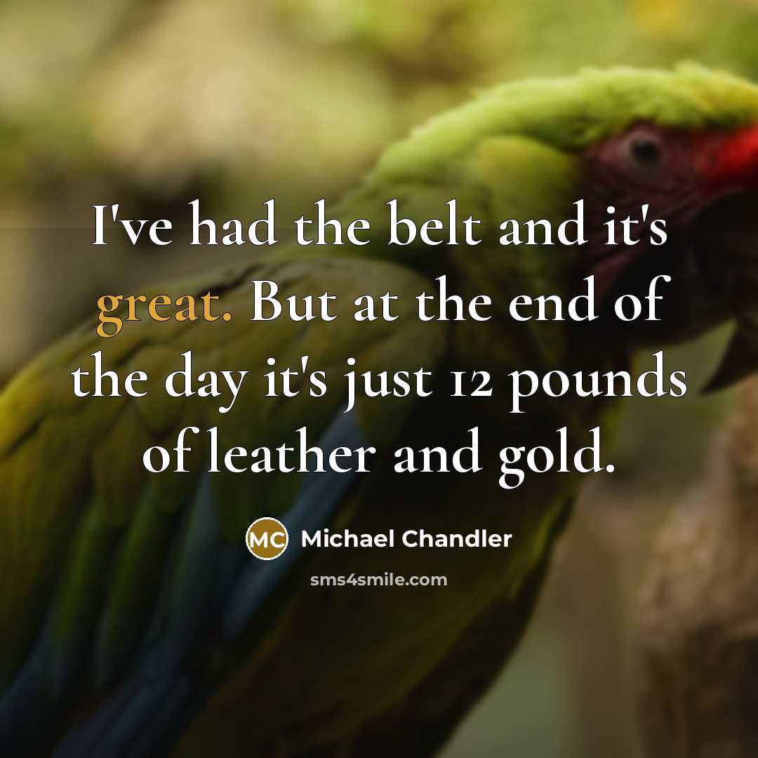 “I've had the belt and it's great. But at the…” quote by Michael Chandler