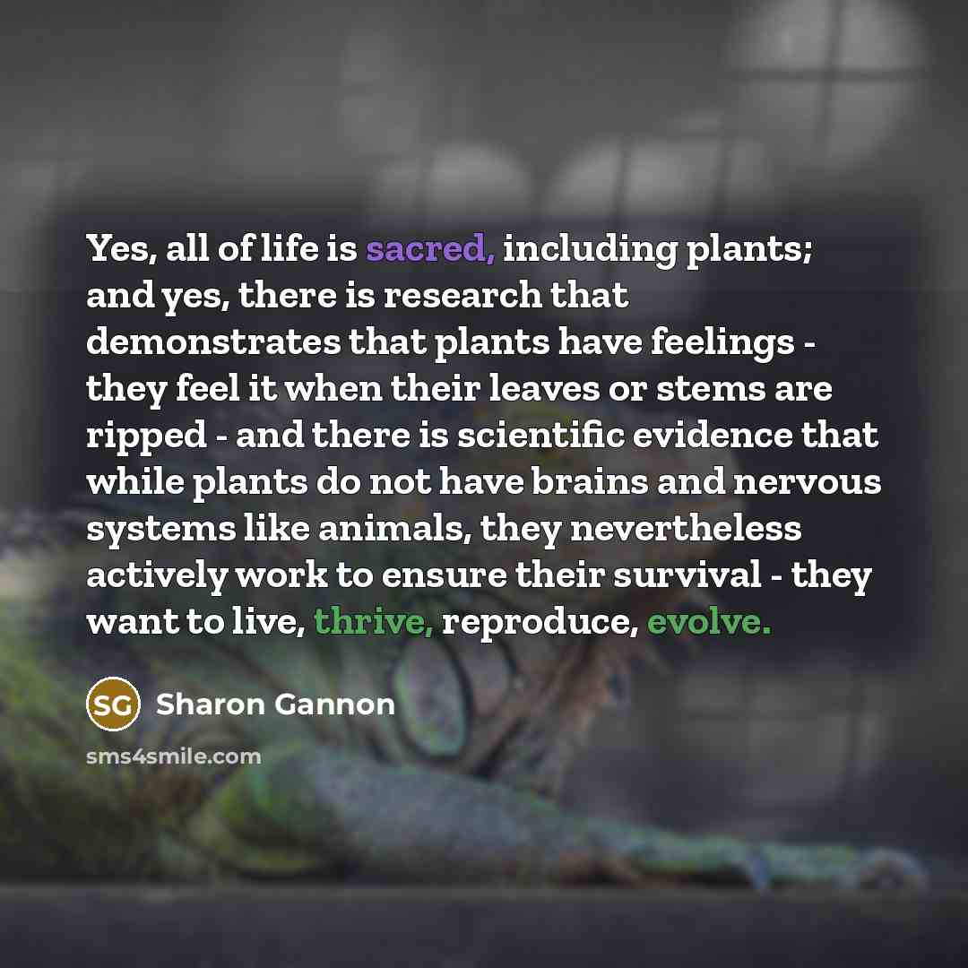 “Yes, all of life is sacred, including plants; and yes,…” quote by Sharon Gannon