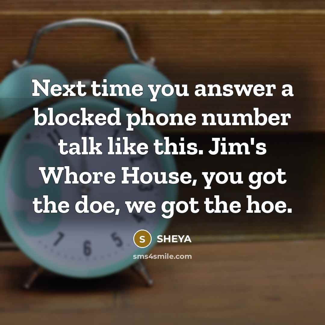 “Next time you answer a blocked phone number talk like this. Jim's Whore House, you got the doe, we got the hoe.” quote by SHEYA