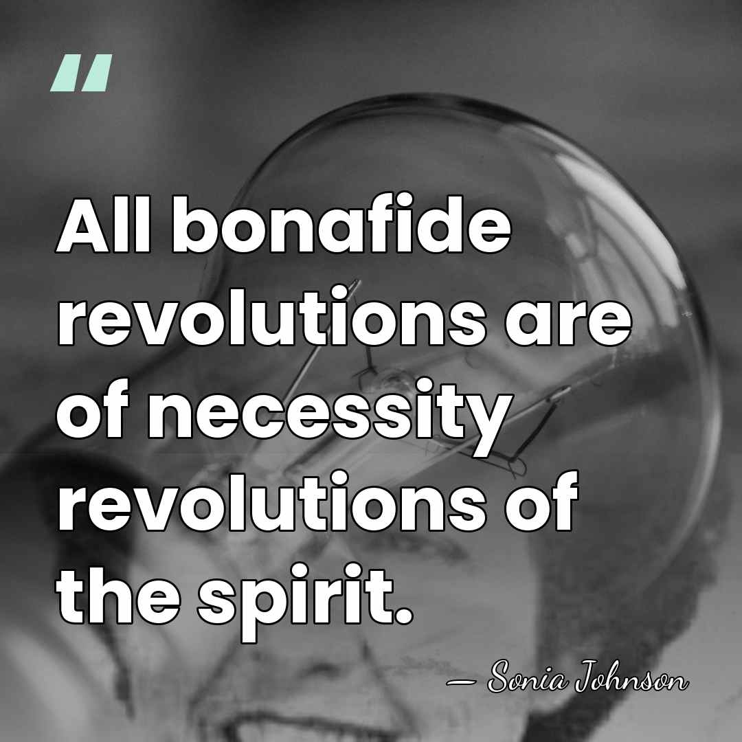 All bonafide revolutions are of necessity revolutions of the spirit. - Sonia Johnson