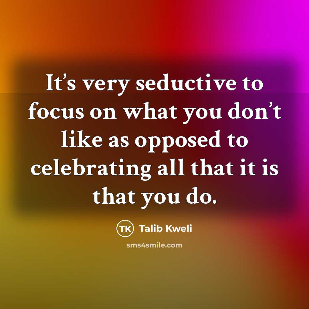 “It’s very seductive to focus on what you don’t like…” quote by Talib Kweli