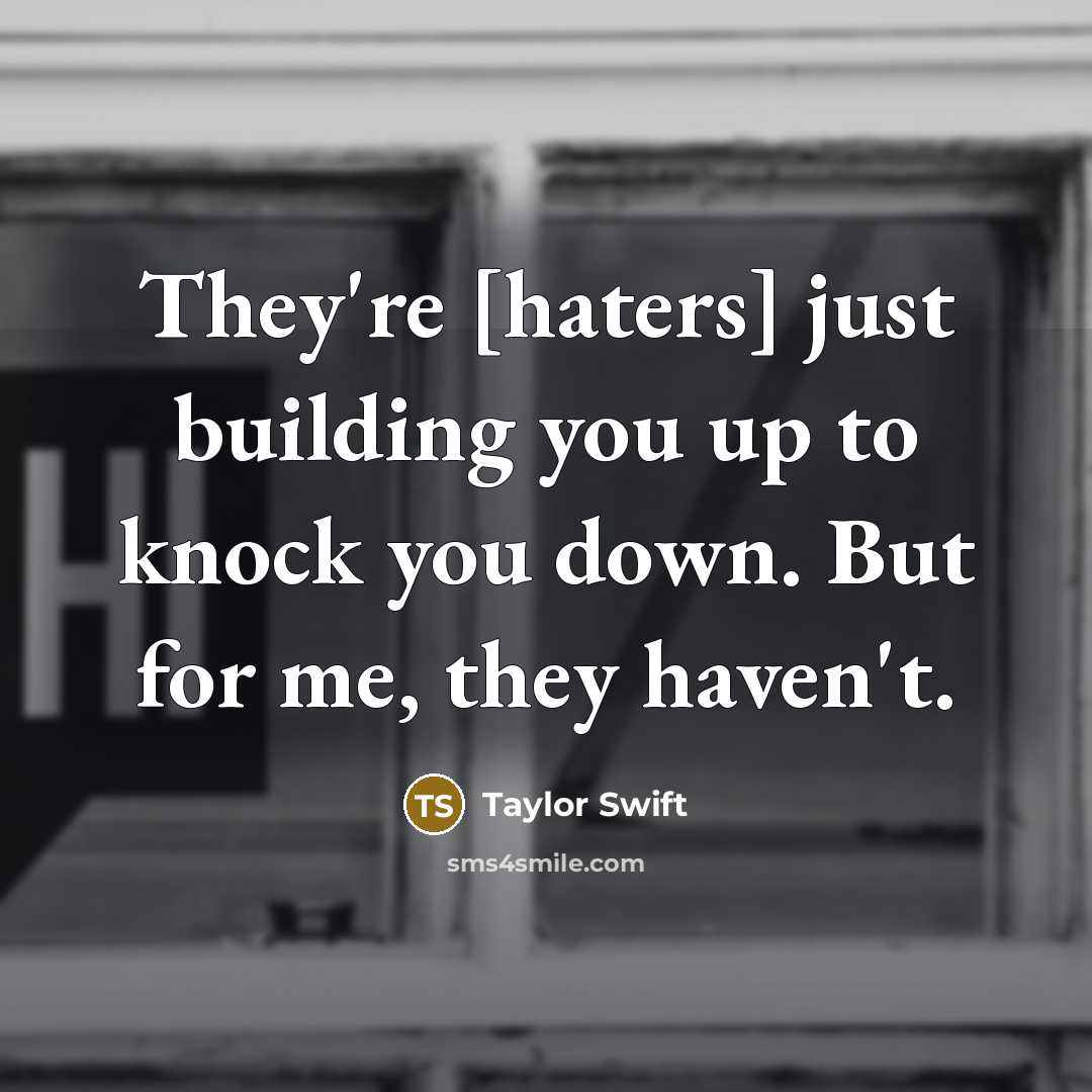 “They're [haters] just building you up to knock you down.…” quote by Taylor Swift