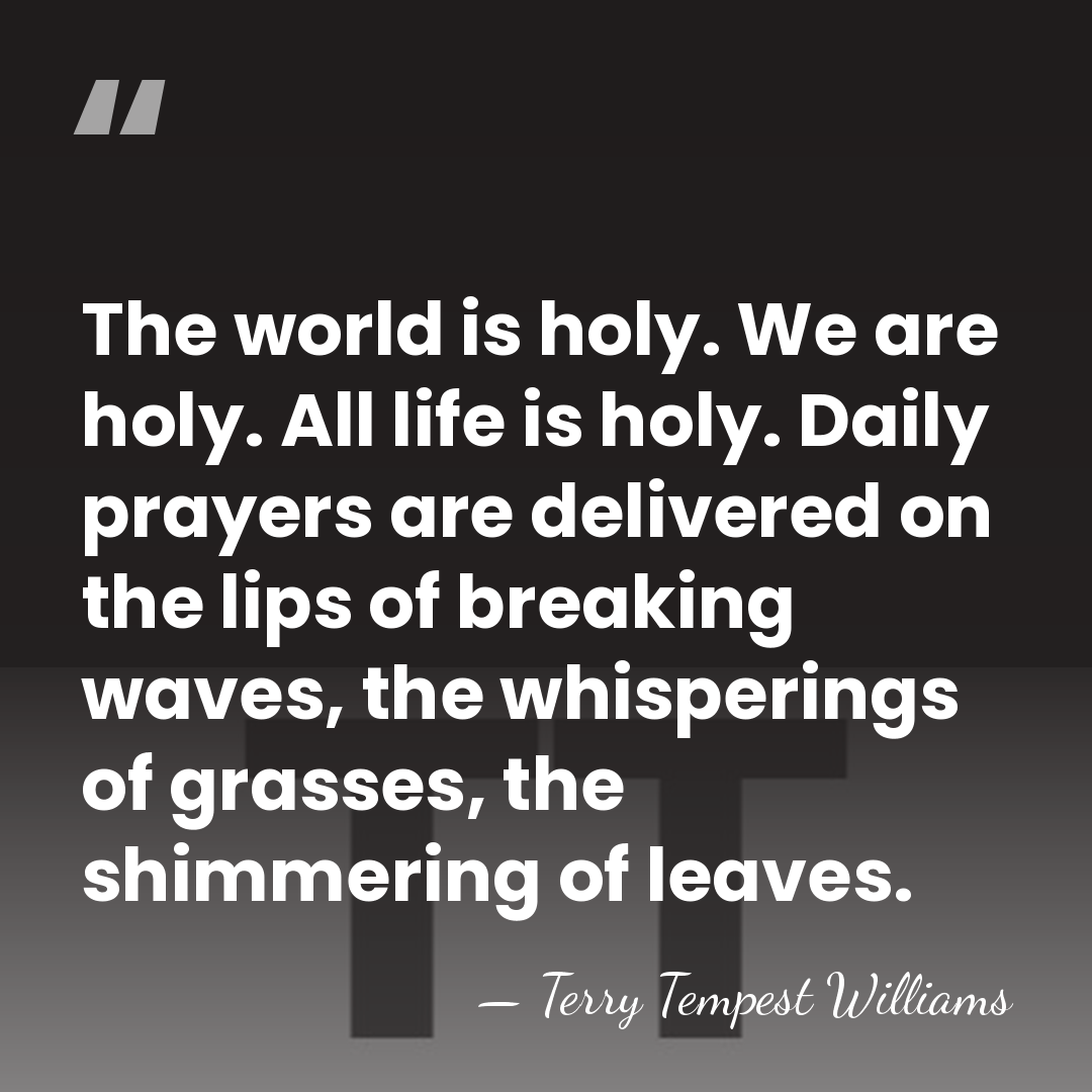 The world is holy. We are holy. All life is holy. Daily&hellip; - Terry Tempest Williams
