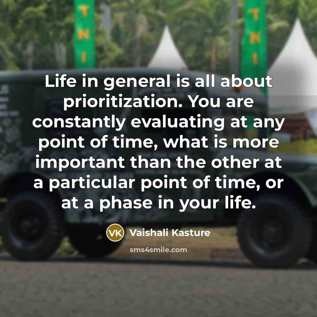 “Life in general is all about prioritization. You are constantly…” quote by Vaishali Kasture