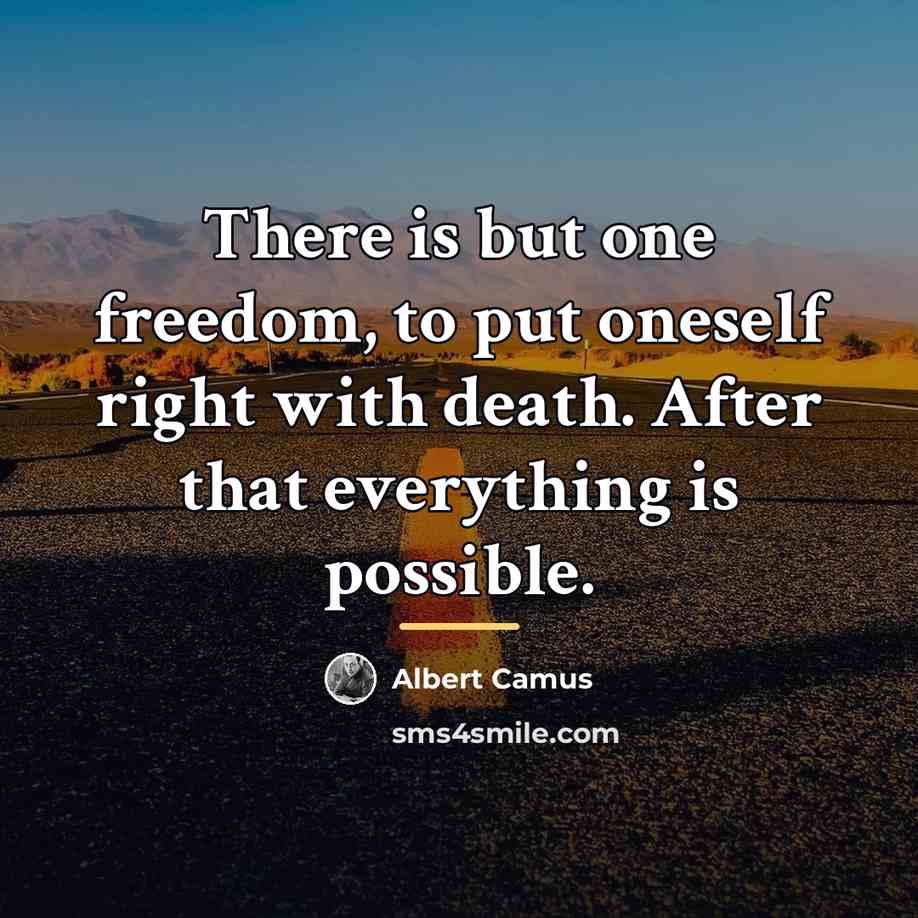 “There is but one freedom, to put oneself right with…” quote by Albert Camus