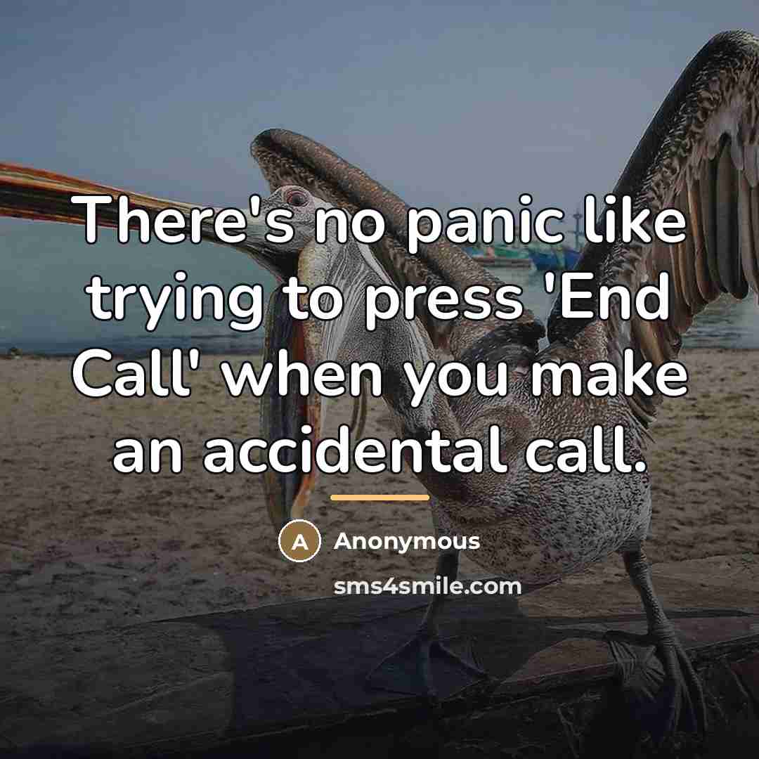 “There's no panic like trying to press 'End Call' when…” quote by Anonymous