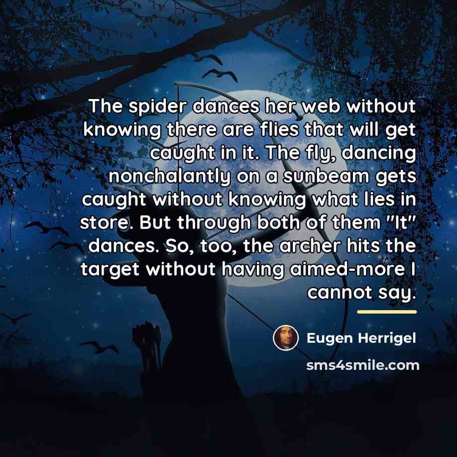 “The spider dances her web without knowing there are flies…” quote by Eugen Herrigel