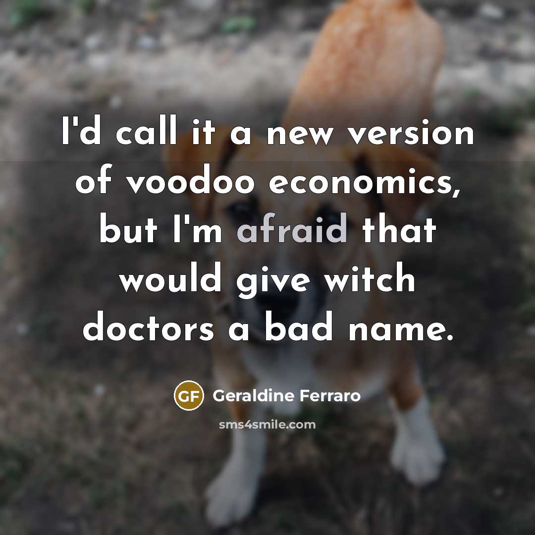 “I'd call it a new version of voodoo economics, but…” quote by Geraldine Ferraro