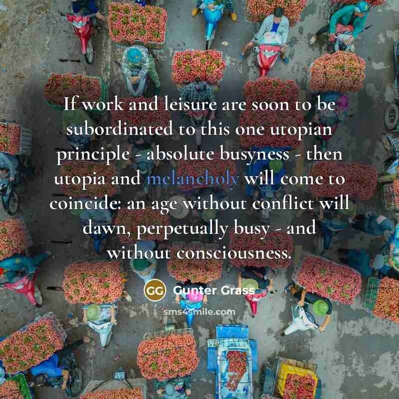 “If work and leisure are soon to be subordinated to…” quote by Gunter Grass