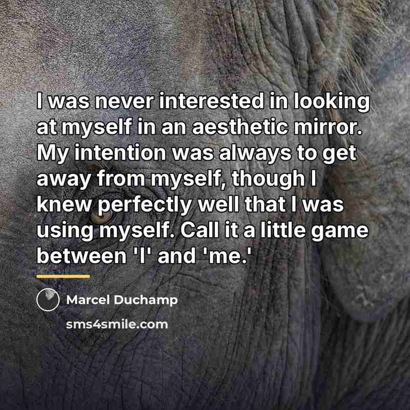 “I was never interested in looking at myself in an…” quote by Marcel Duchamp
