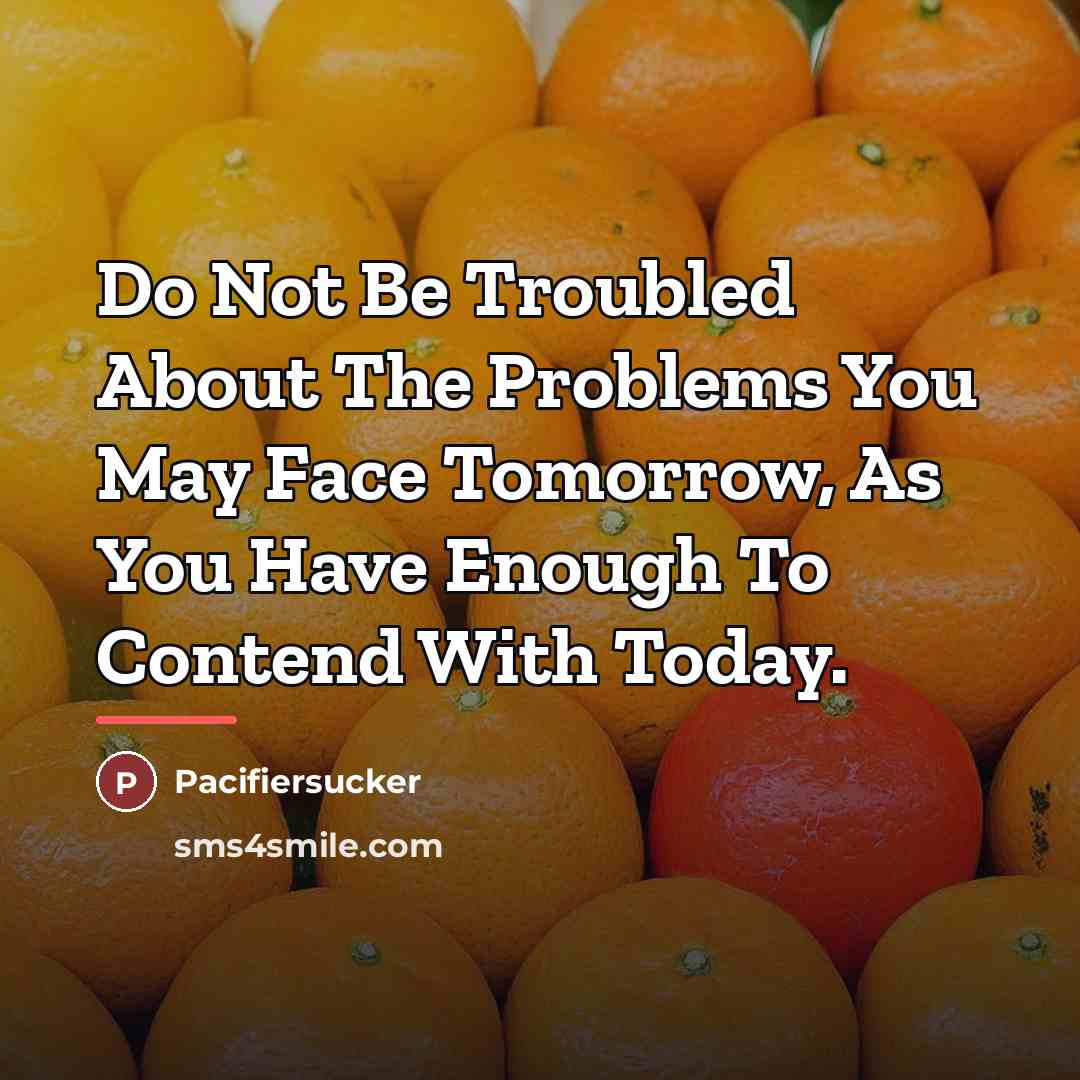 “Do Not Be Troubled About The Problems You May Face…” quote by Pacifiersucker