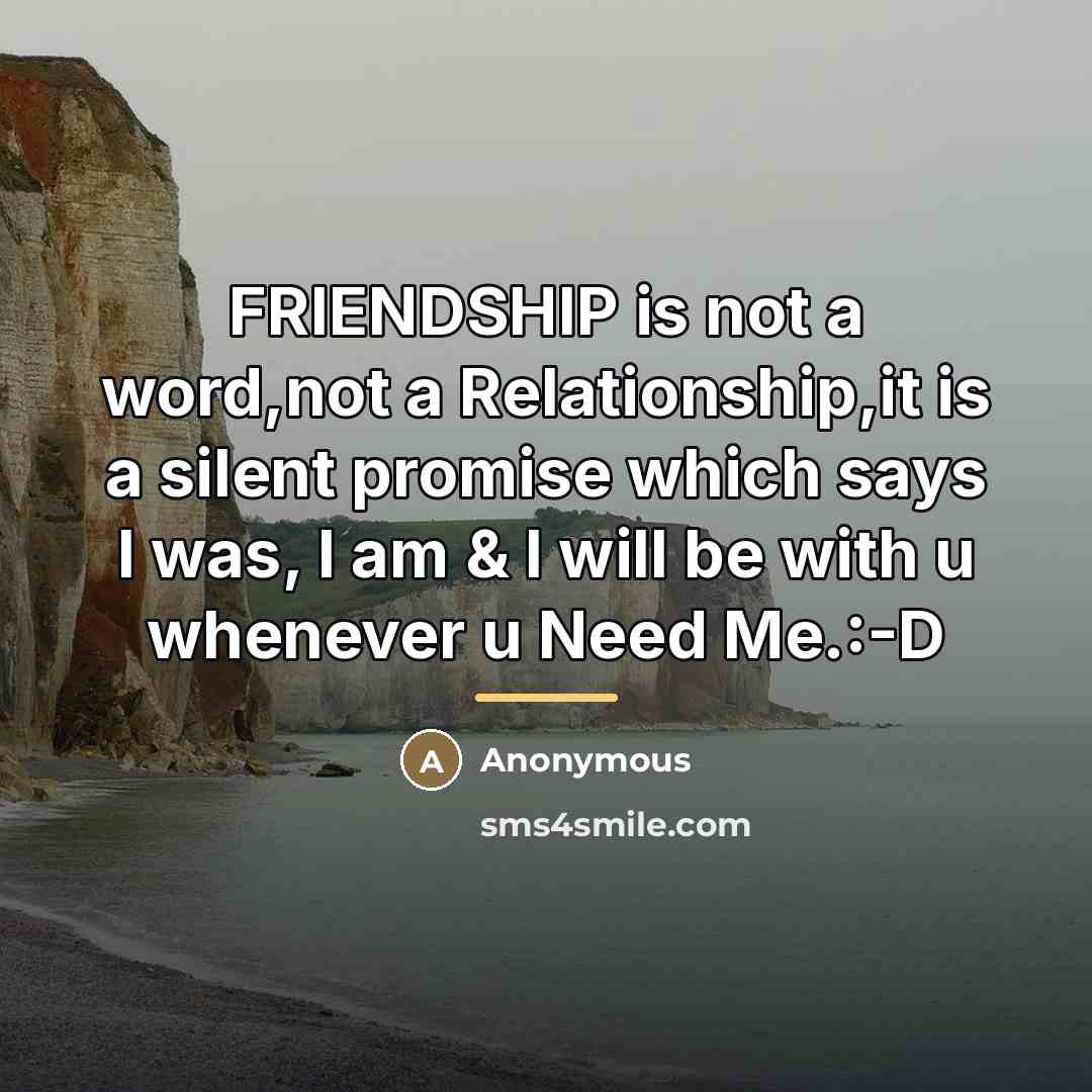 “FRIENDSHIP is not a word,not a Relationship,it is a silent…” quote by Anonymous