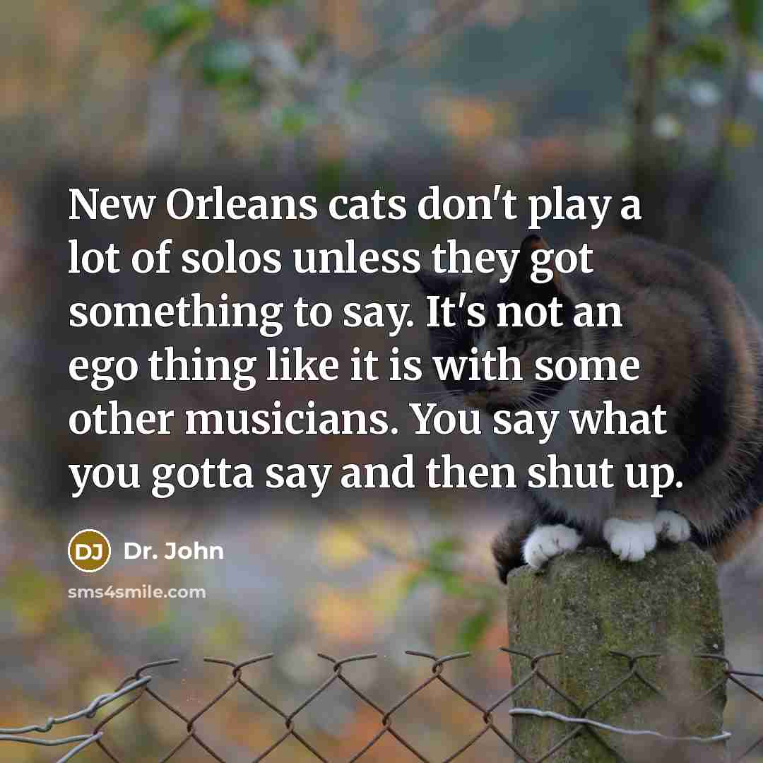 “New Orleans cats don't play a lot of solos unless…” quote by Dr. John