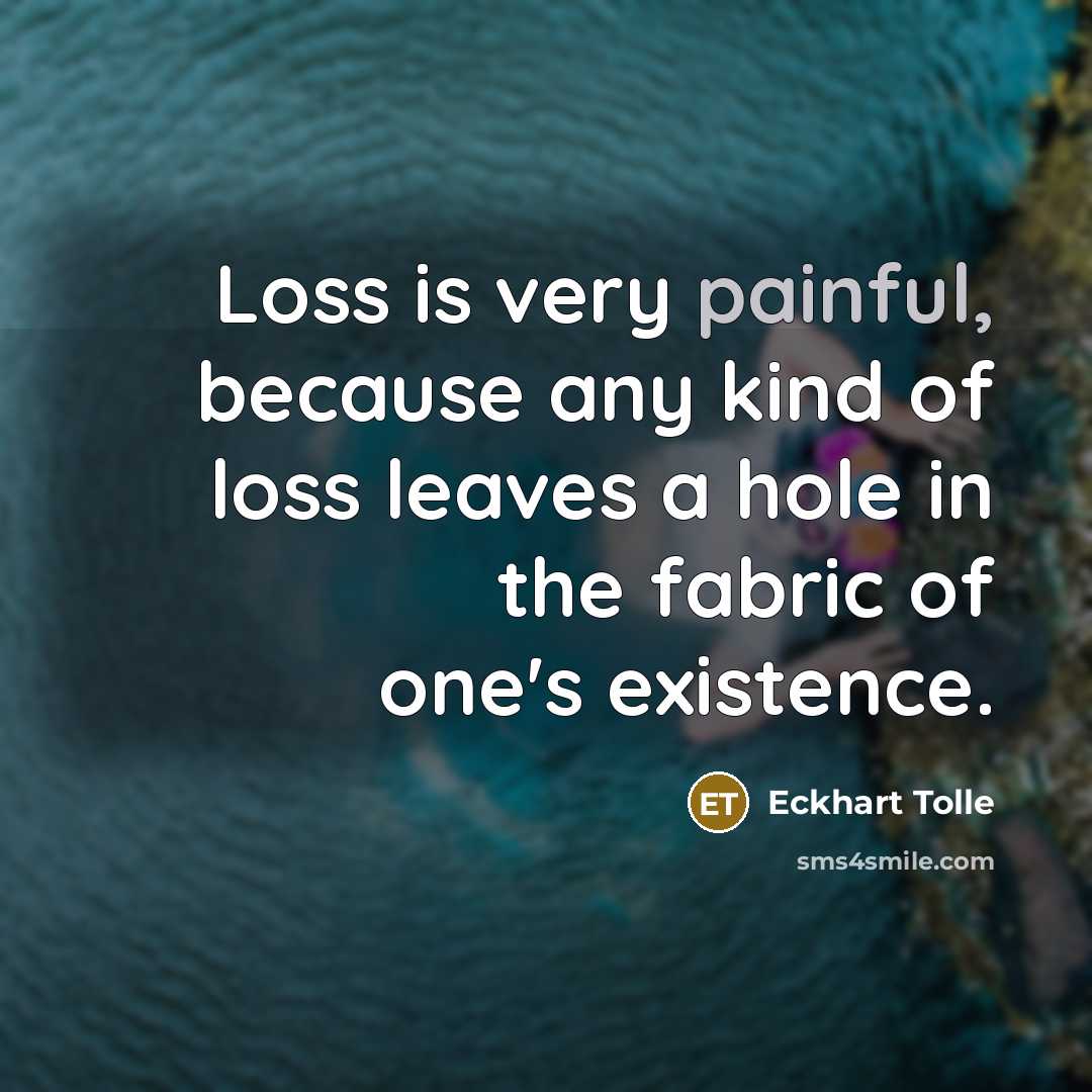 “Loss is very painful, because any kind of loss leaves…” quote by Eckhart Tolle