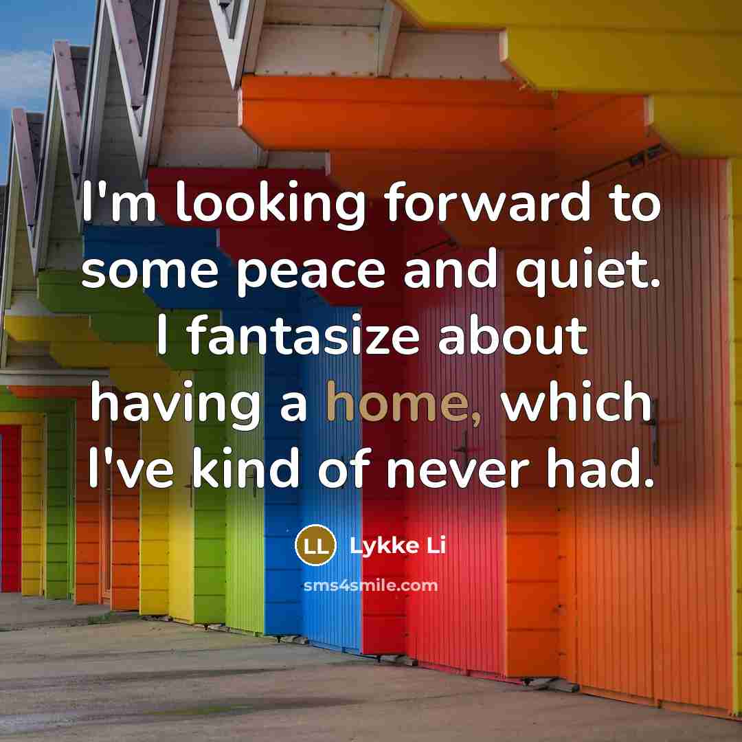 “I'm looking forward to some peace and quiet. I fantasize…” quote by Lykke Li