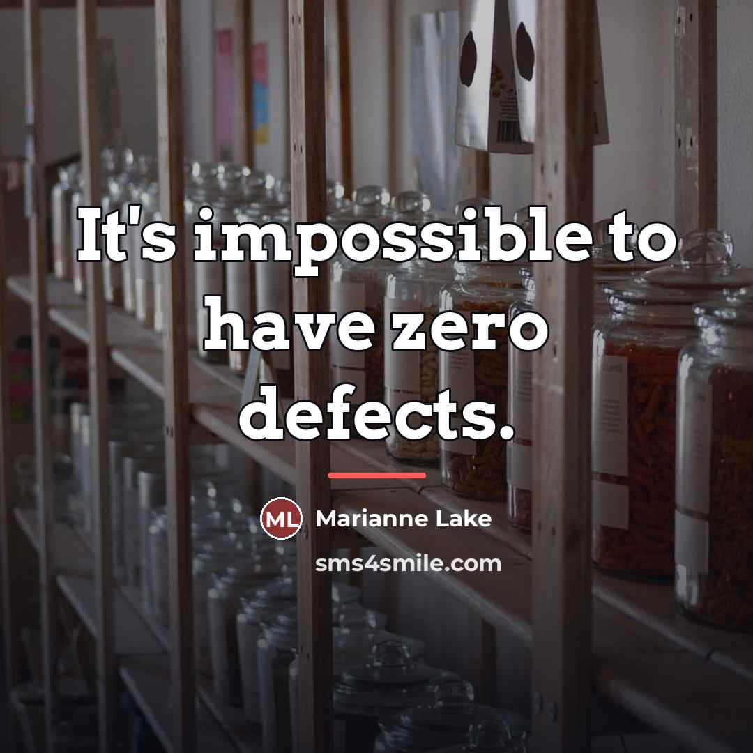 “It's impossible to have zero defects.…” quote by Marianne Lake