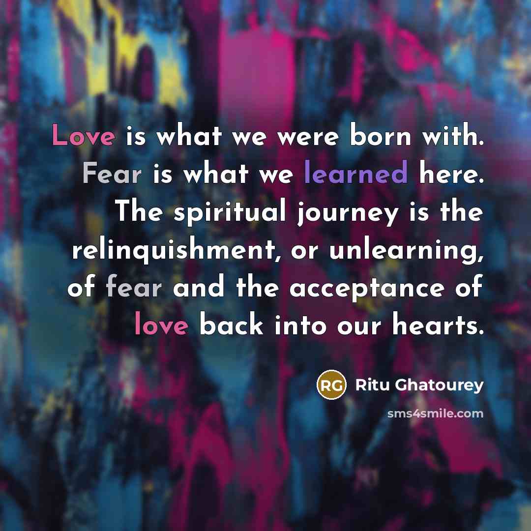 “Love is what we were born with. Fear is what…” quote by Ritu Ghatourey