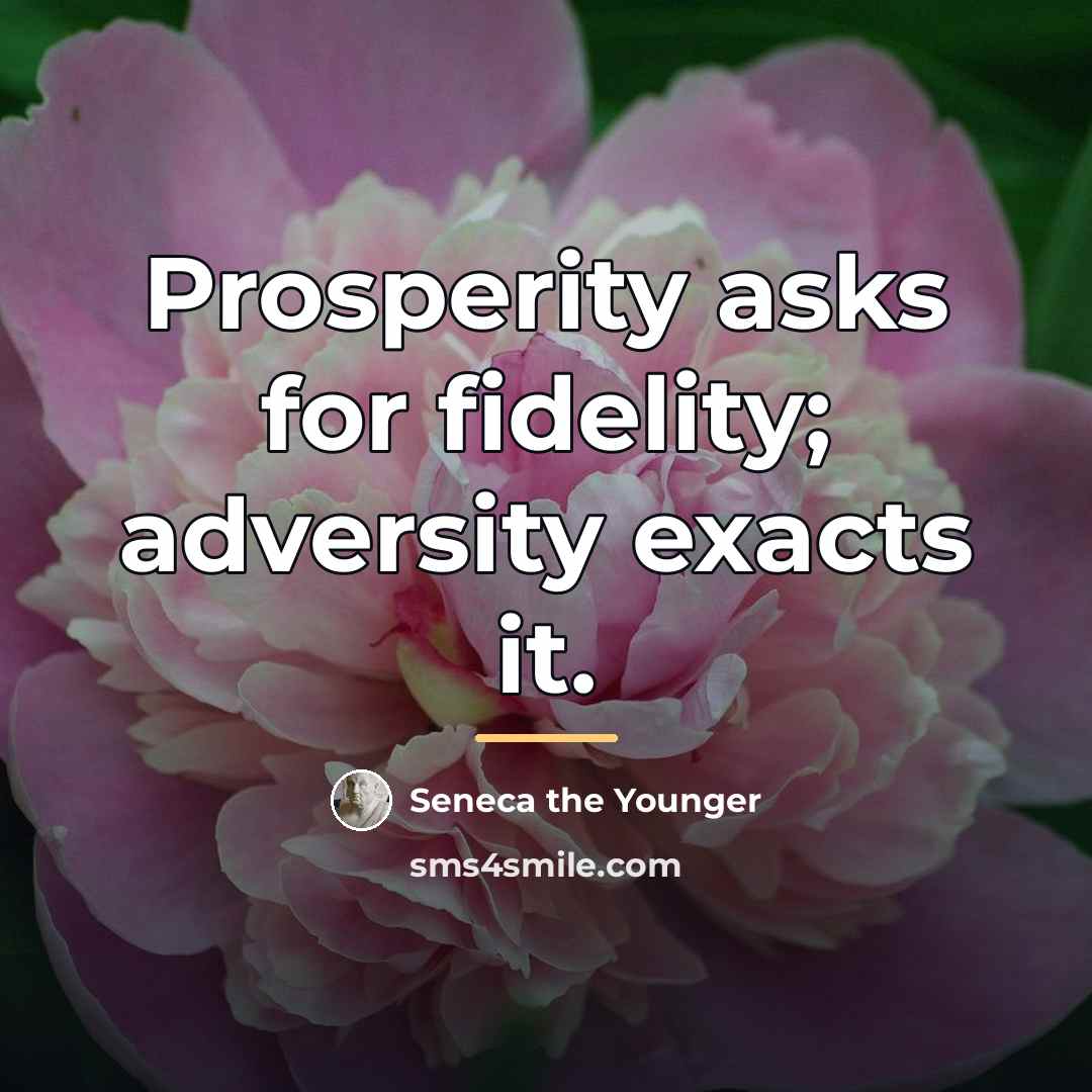 “Prosperity asks for fidelity; adversity exacts it.…” quote by Seneca the Younger