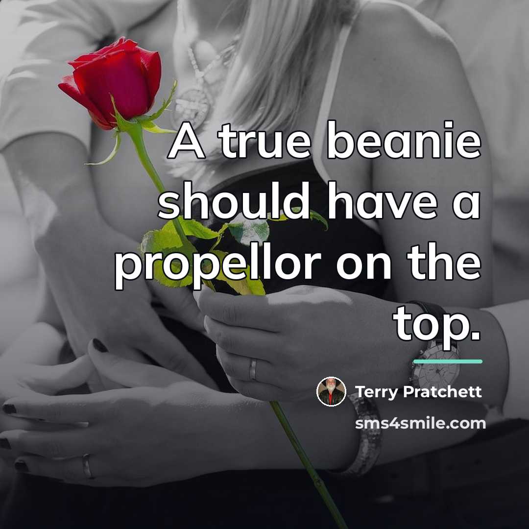 “A true beanie should have a propellor on the top.…” quote by Terry Pratchett