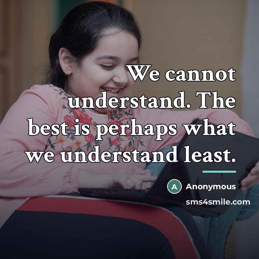 “We cannot understand. The best is perhaps what we understand…” quote by Anonymous