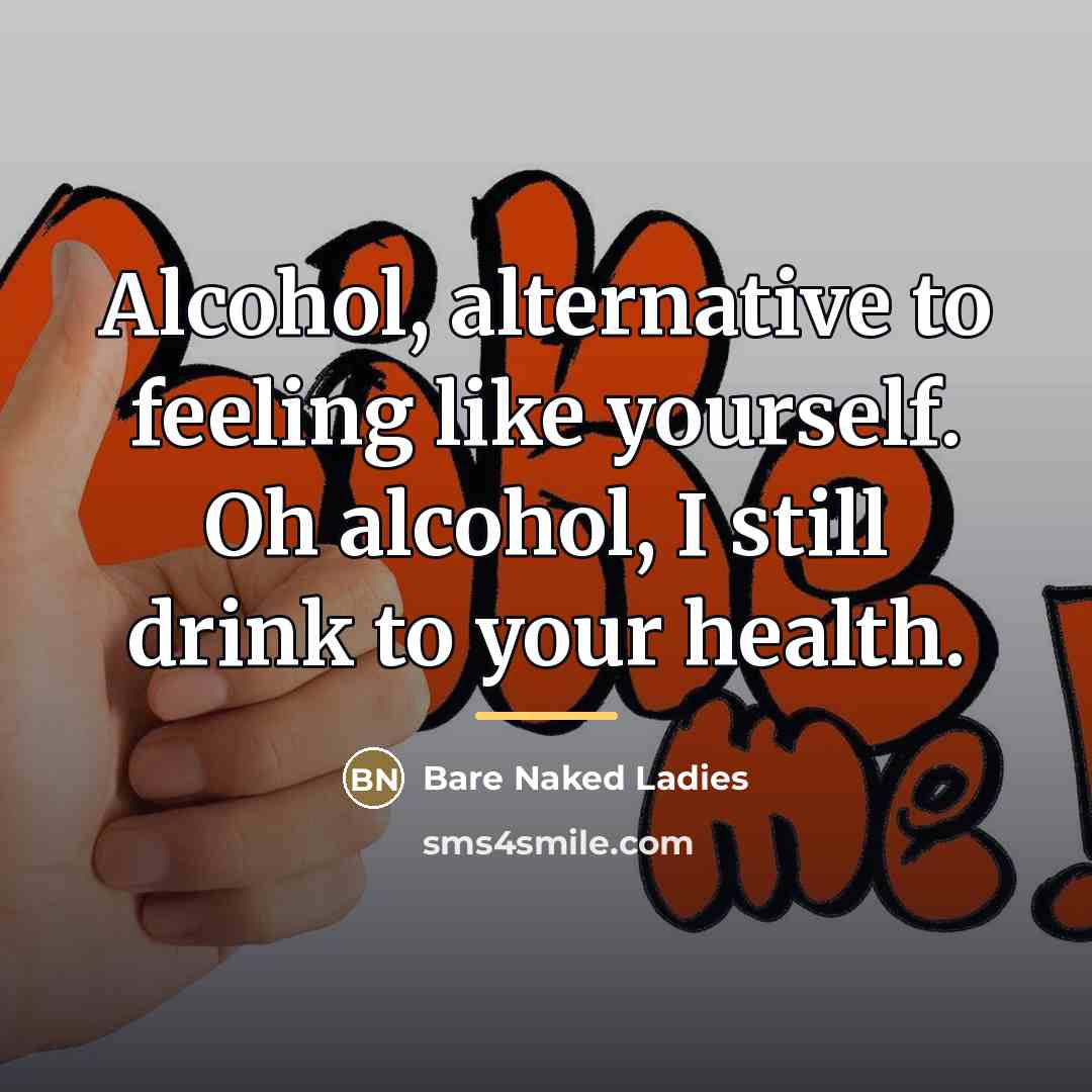 “Alcohol, alternative to feeling like yourself. Oh alcohol, I still…” quote by Bare Naked Ladies