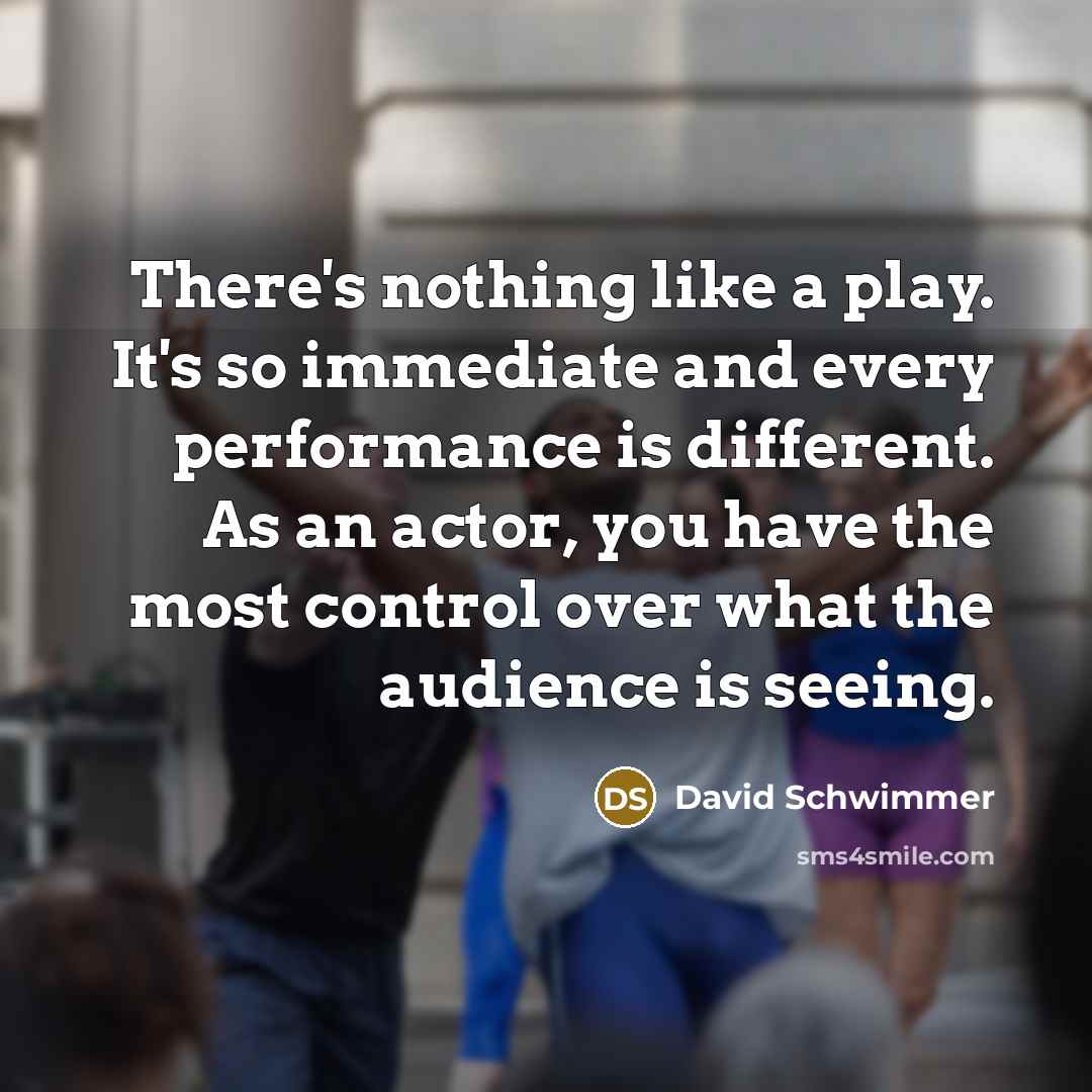 “There's nothing like a play. It's so immediate and every…” quote by David Schwimmer
