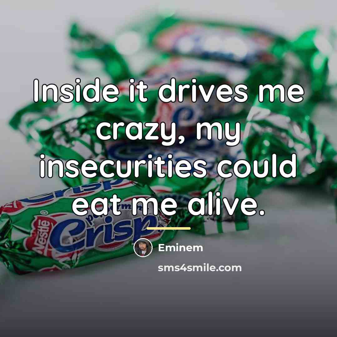 “Inside it drives me crazy, my insecurities could eat me…” quote by Eminem
