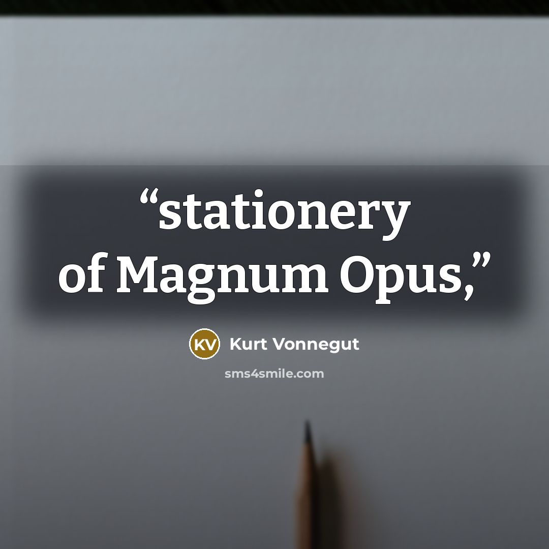“stationery of Magnum Opus,” quote by Kurt Vonnegut