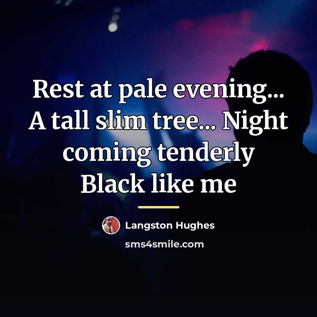 “Rest at pale evening... A tall slim tree... Night coming…” quote by Langston Hughes