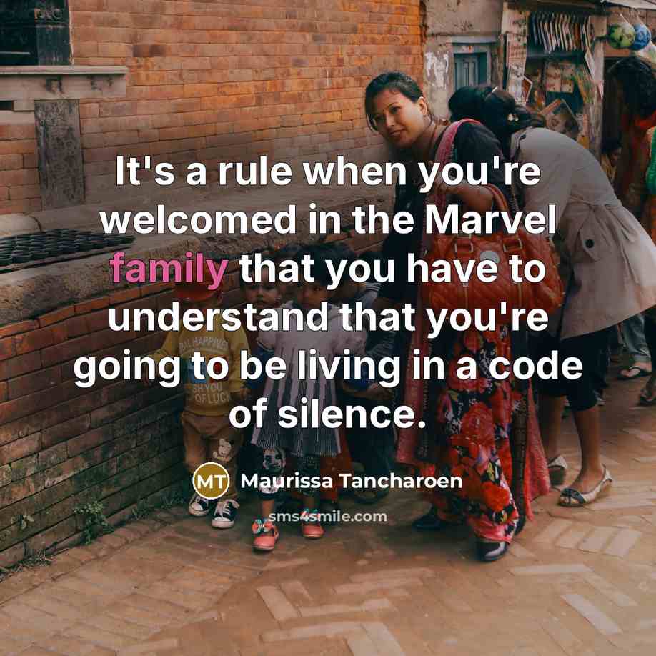 “It's a rule when you're welcomed in the Marvel family…” quote by Maurissa Tancharoen