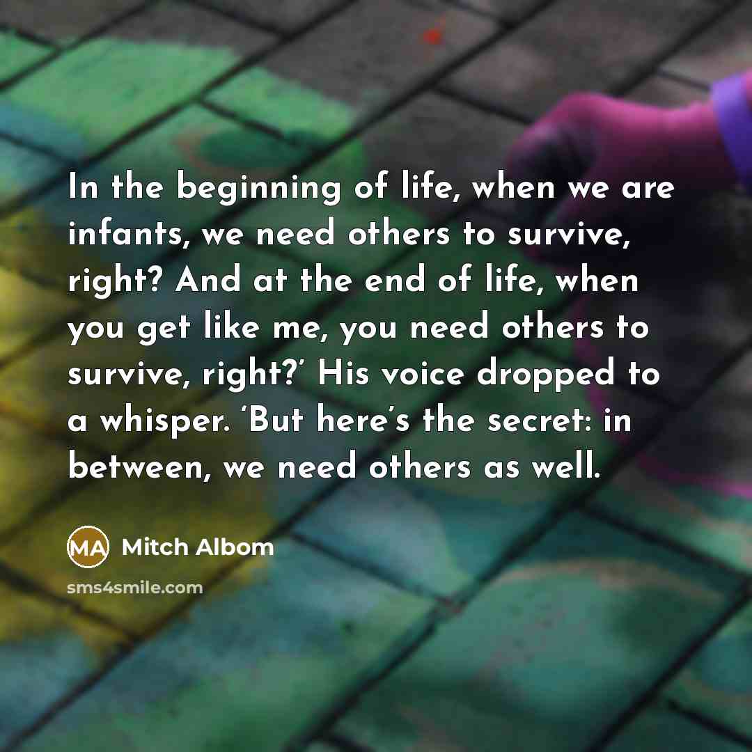 “In the beginning of life, when we are infants, we…” quote by Mitch Albom