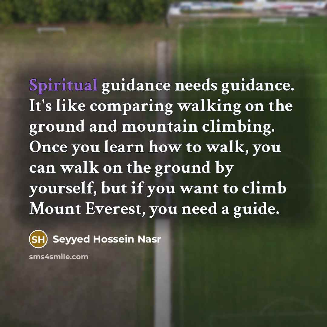 “Spiritual guidance needs guidance. It's like comparing walking on the…” quote by Seyyed Hossein Nasr