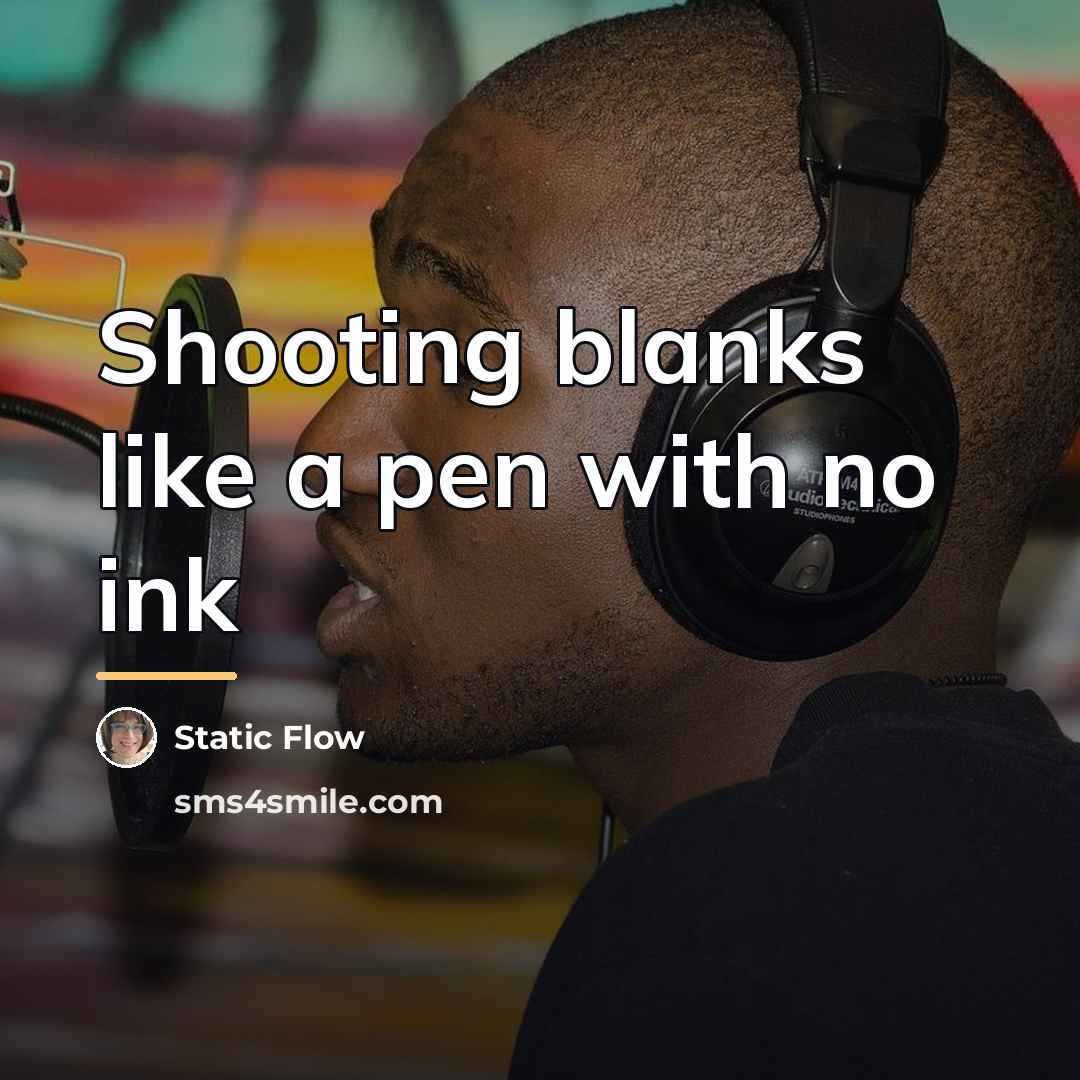 “Shooting blanks like a pen with no ink…” quote by Static Flow