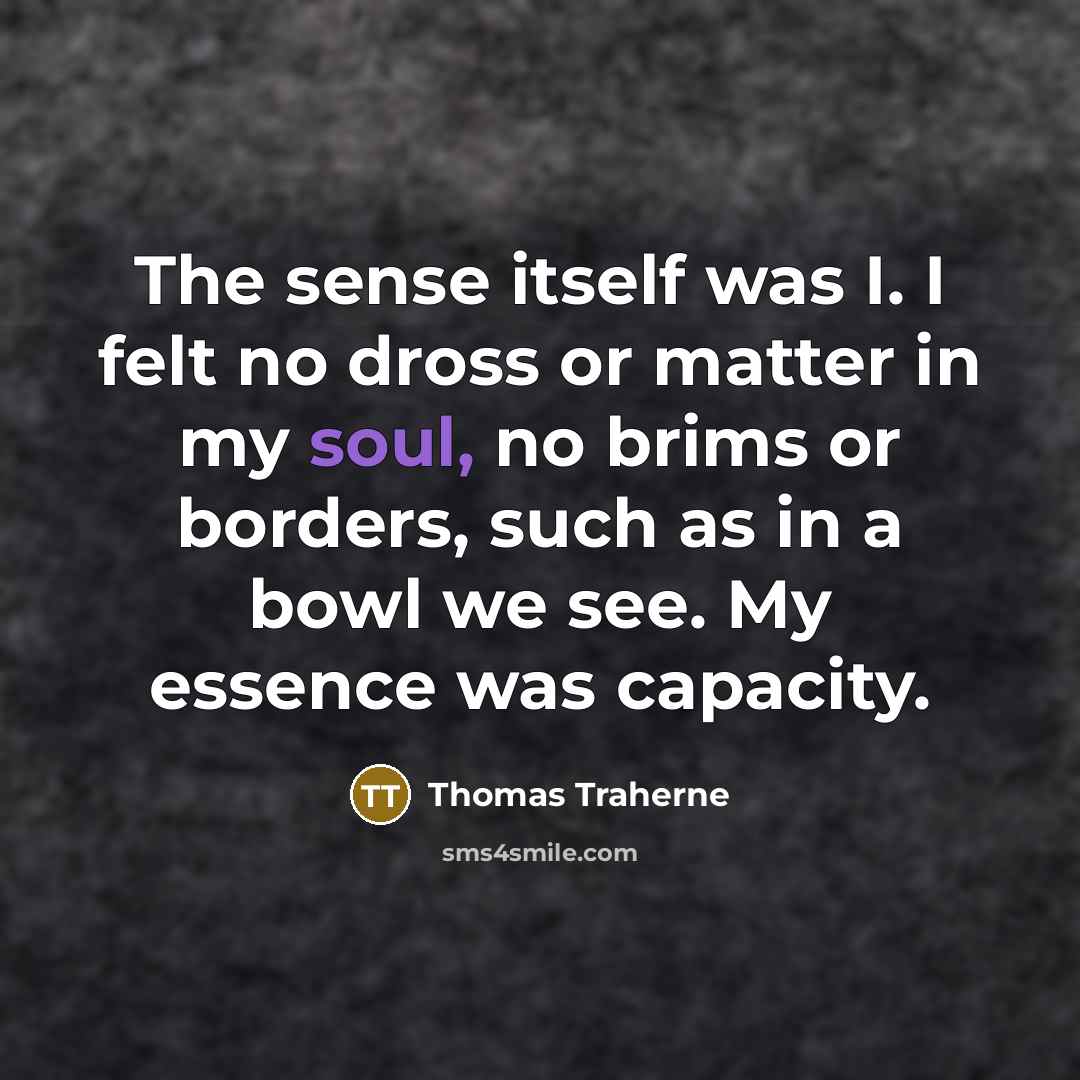 “The sense itself was I. I felt no dross or…” quote by Thomas Traherne