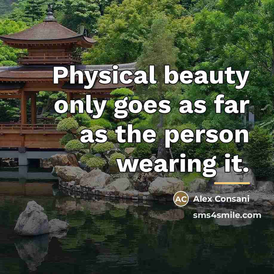 “Physical beauty only goes as far as the person wearing…” quote by Alex Consani