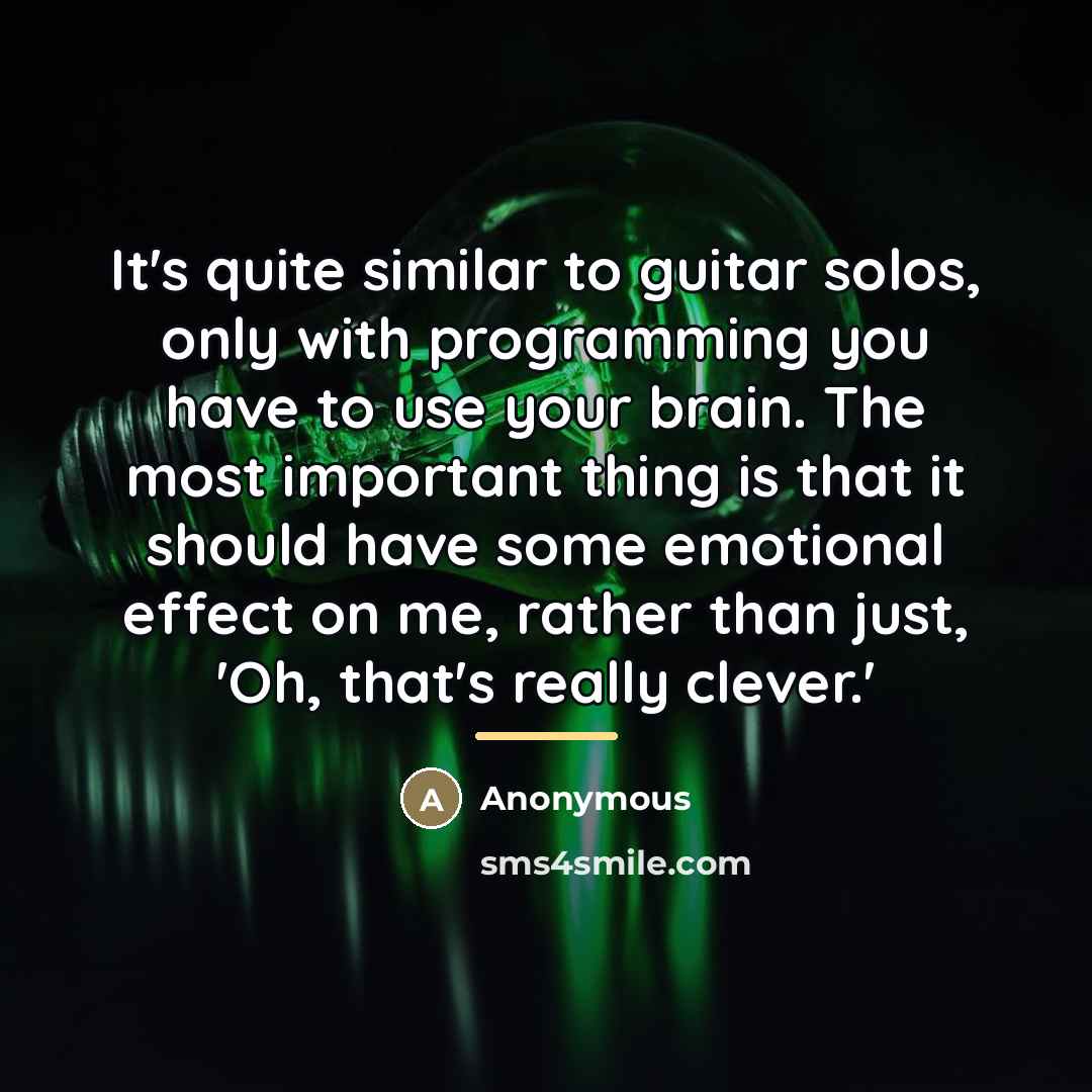“It's quite similar to guitar solos, only with programming you…” quote by Anonymous
