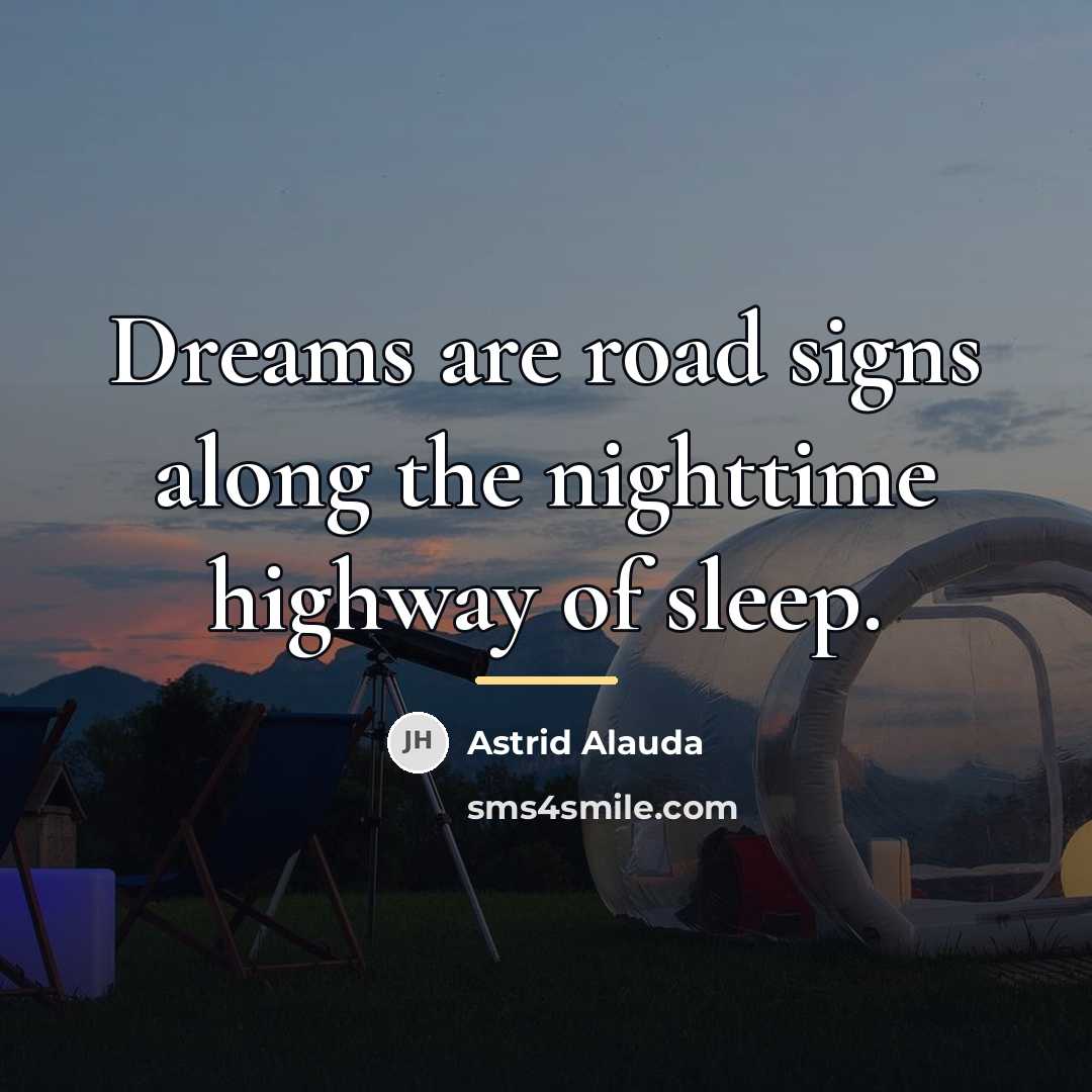 “Dreams are road signs along the nighttime highway of sleep.…” quote by Astrid Alauda