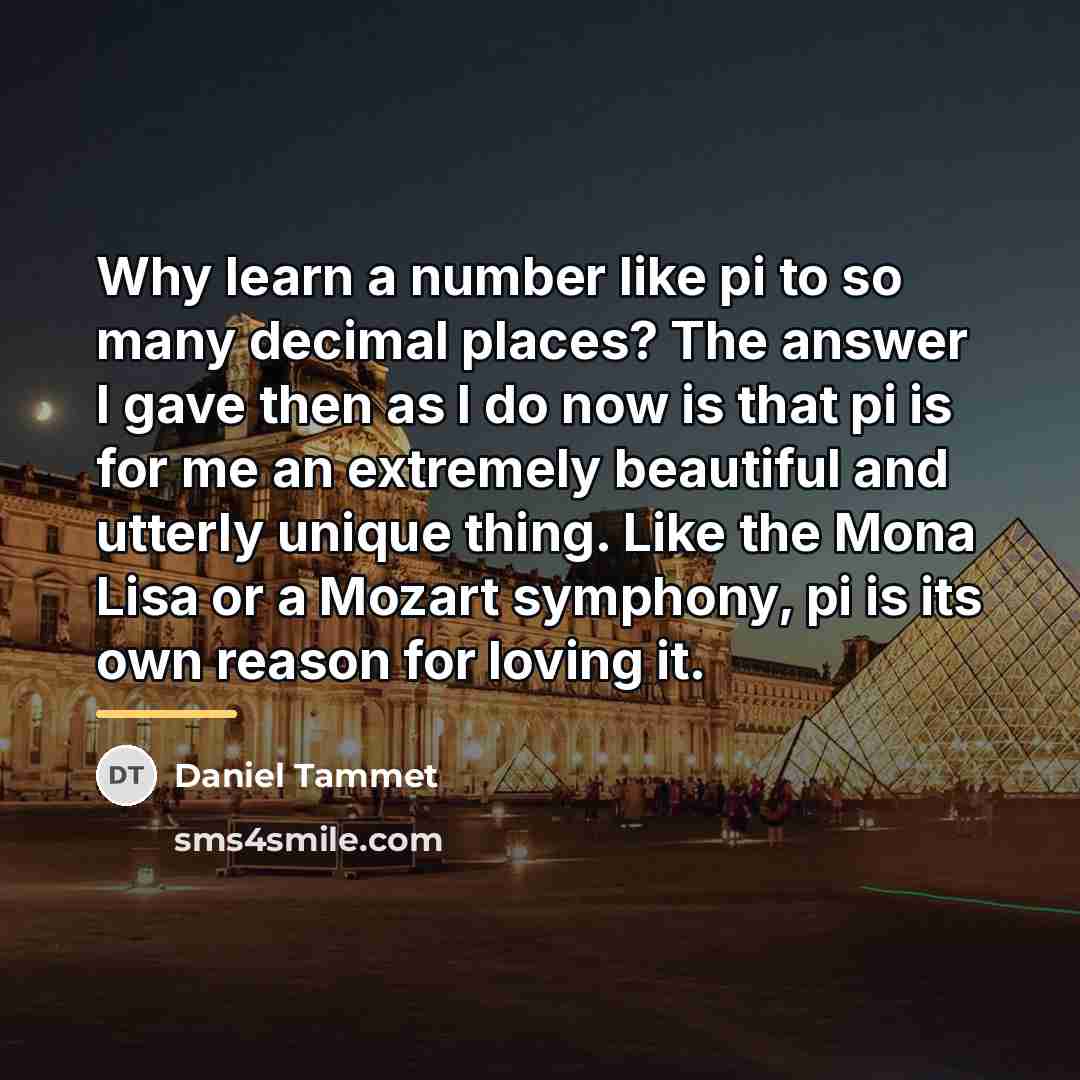 “Why learn a number like pi to so many decimal…” quote by Daniel Tammet