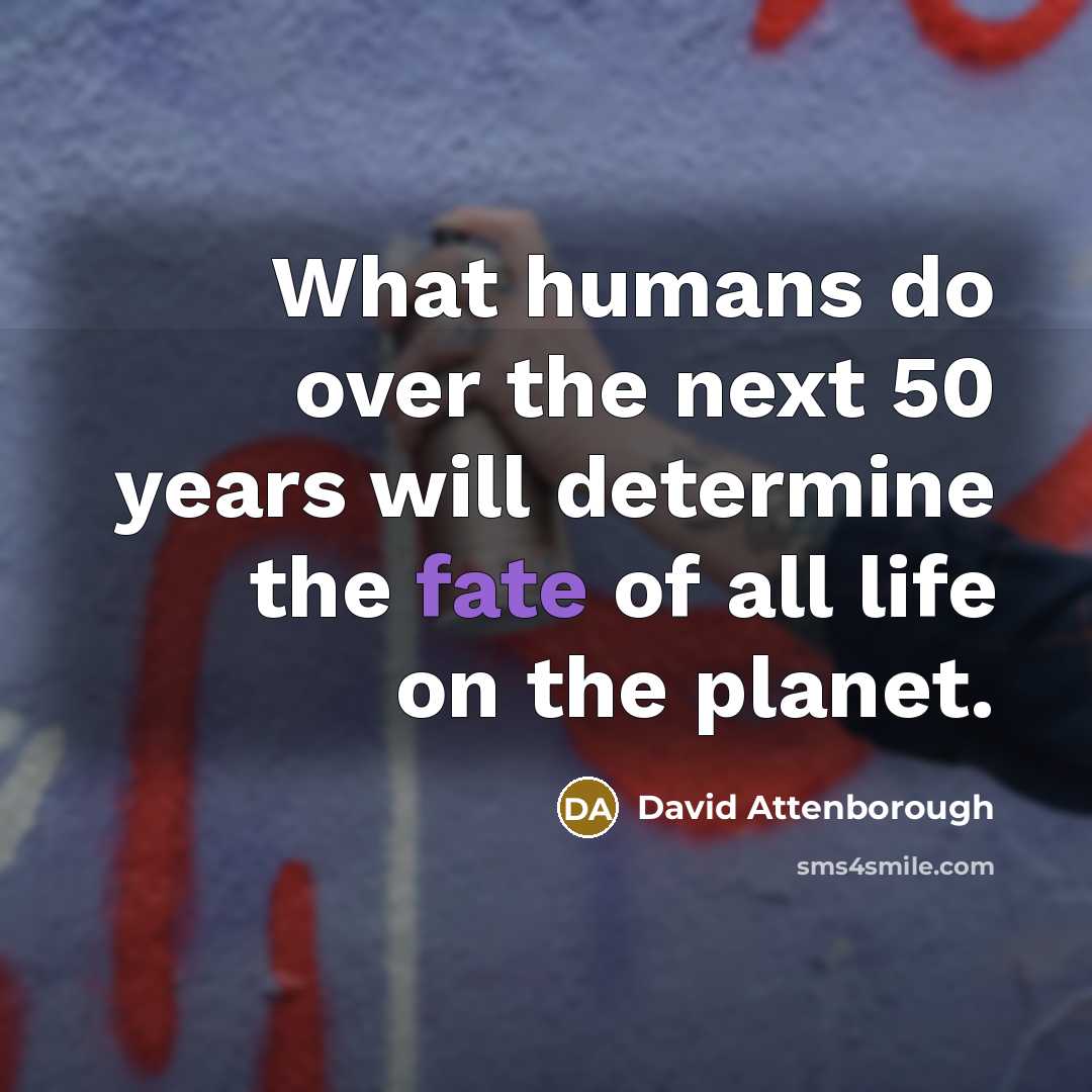 “What humans do over the next 50 years will determine…” quote by David Attenborough