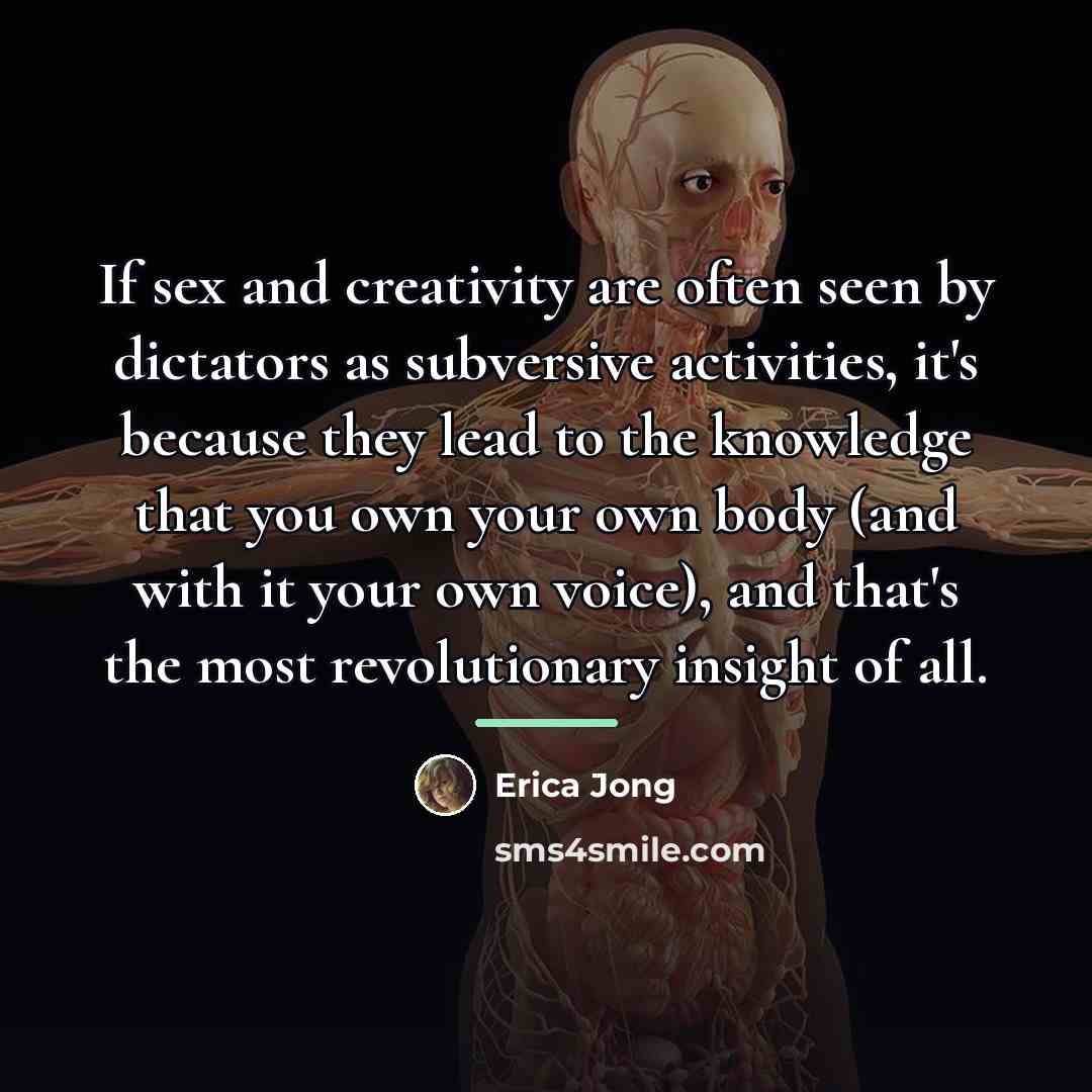 “If sex and creativity are often seen by dictators as…” quote by Erica Jong