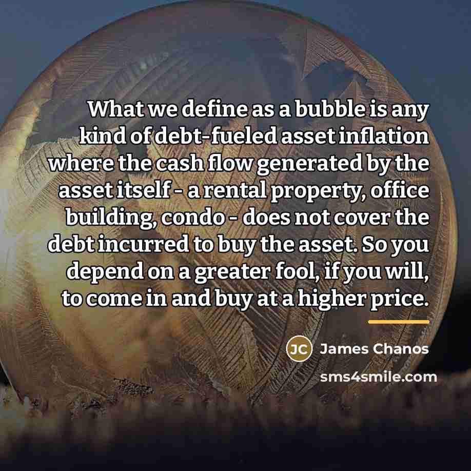 “What we define as a bubble is any kind of…” quote by James Chanos