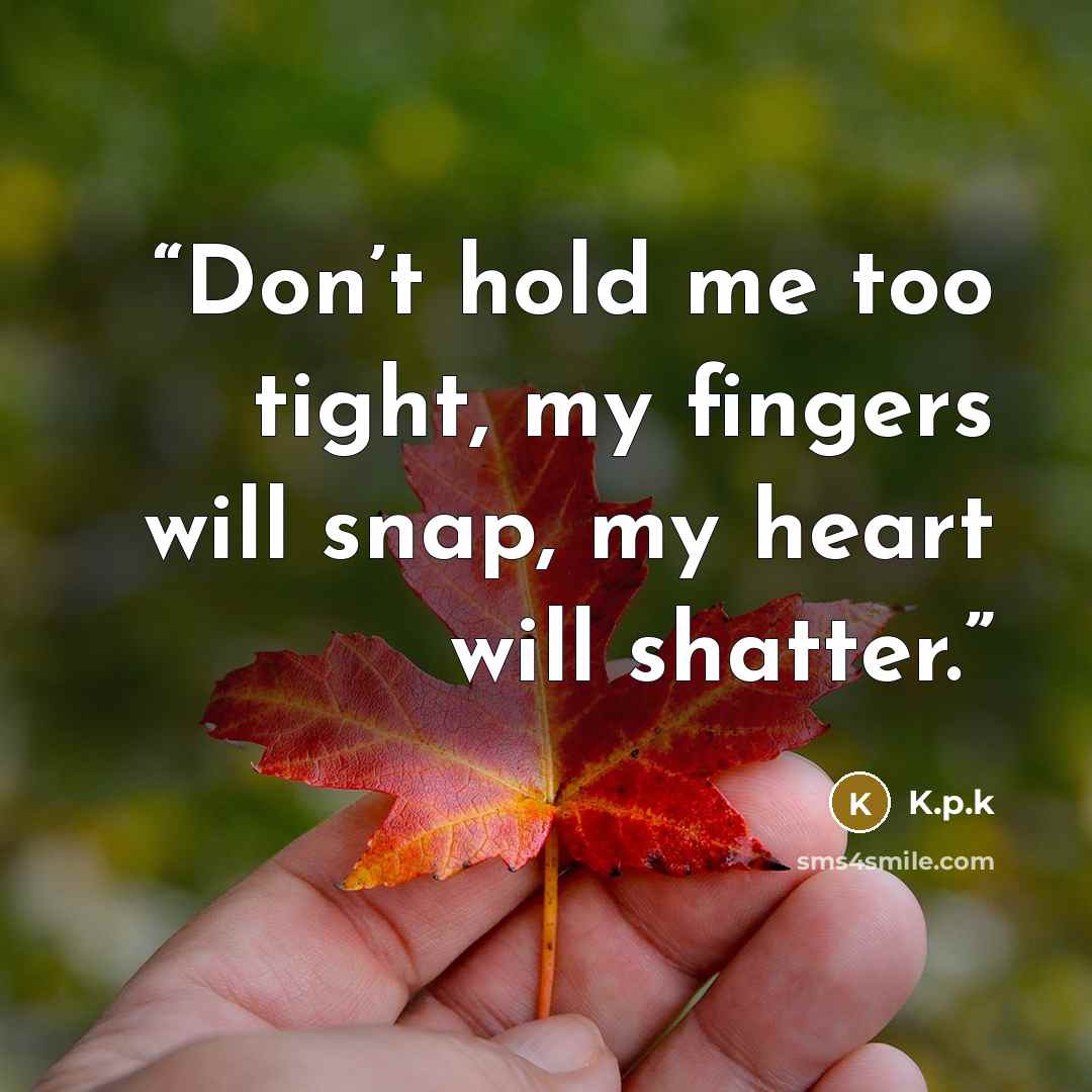 “Don’t hold me too tight, my fingers will snap, my heart will shatter.” quote by K.p.k