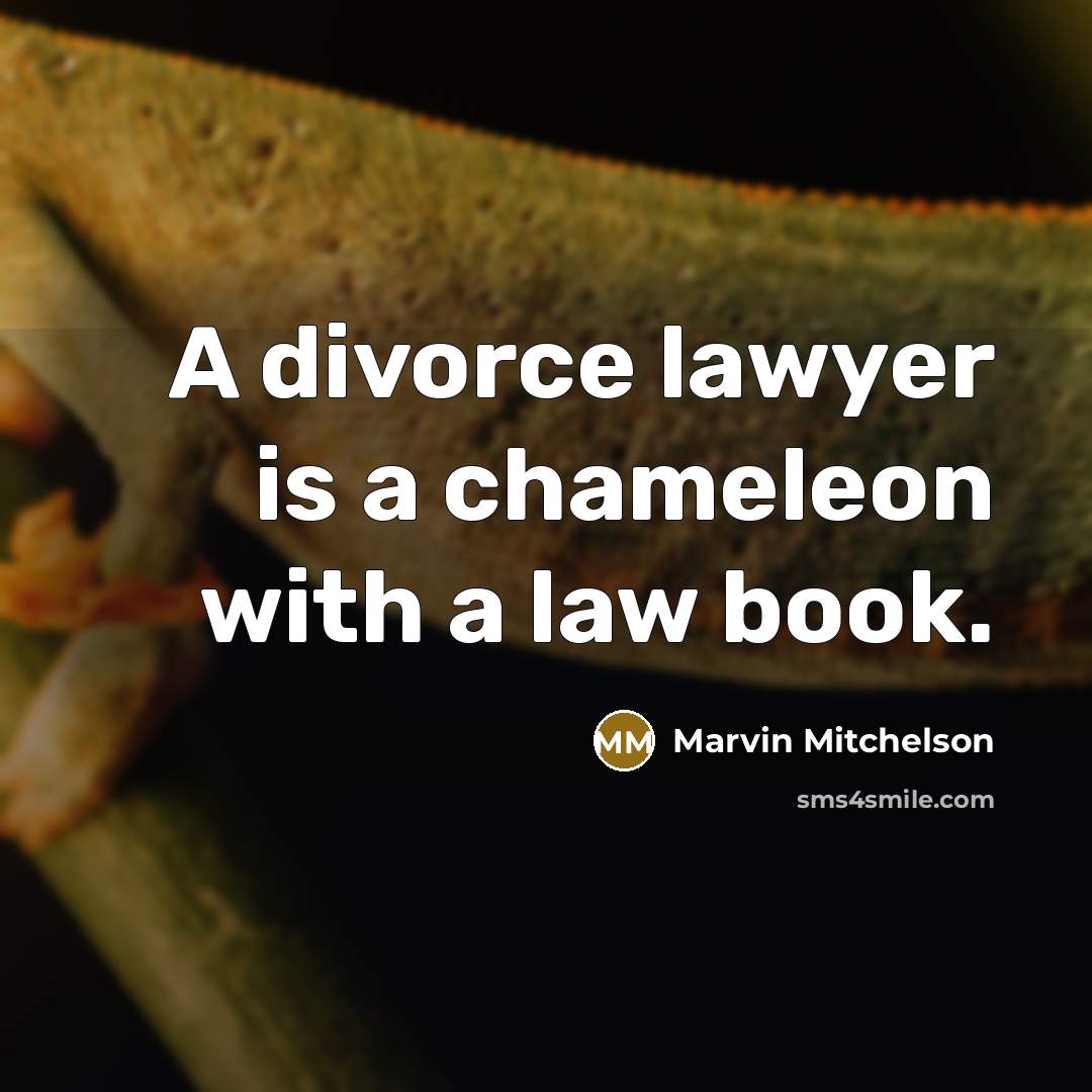 “A divorce lawyer is a chameleon with a law book.” quote by Marvin Mitchelson