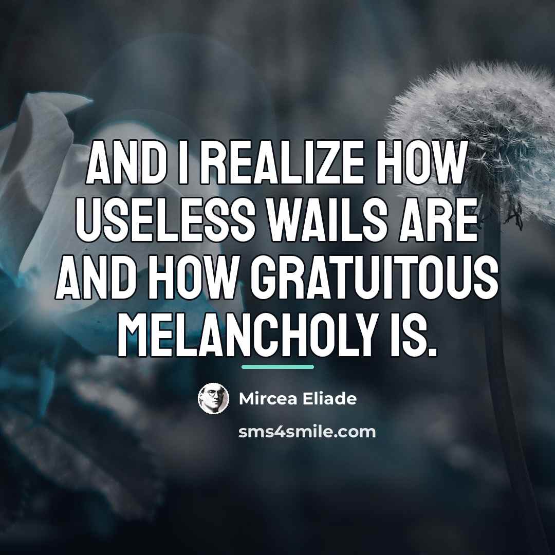 “And I realize how useless wails are and how gratuitous…” quote by Mircea Eliade
