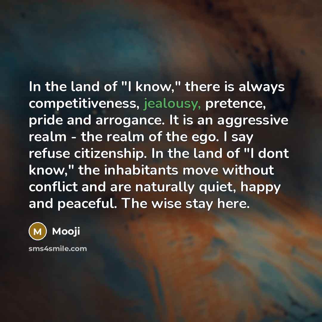 “In the land of "I know," there is always competitiveness,…” quote by Mooji