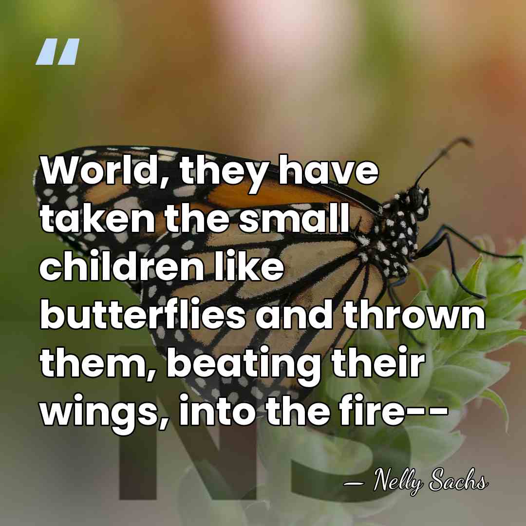 World, they have taken the small children like butterflies and thrown them,&hellip; - Nelly Sachs
