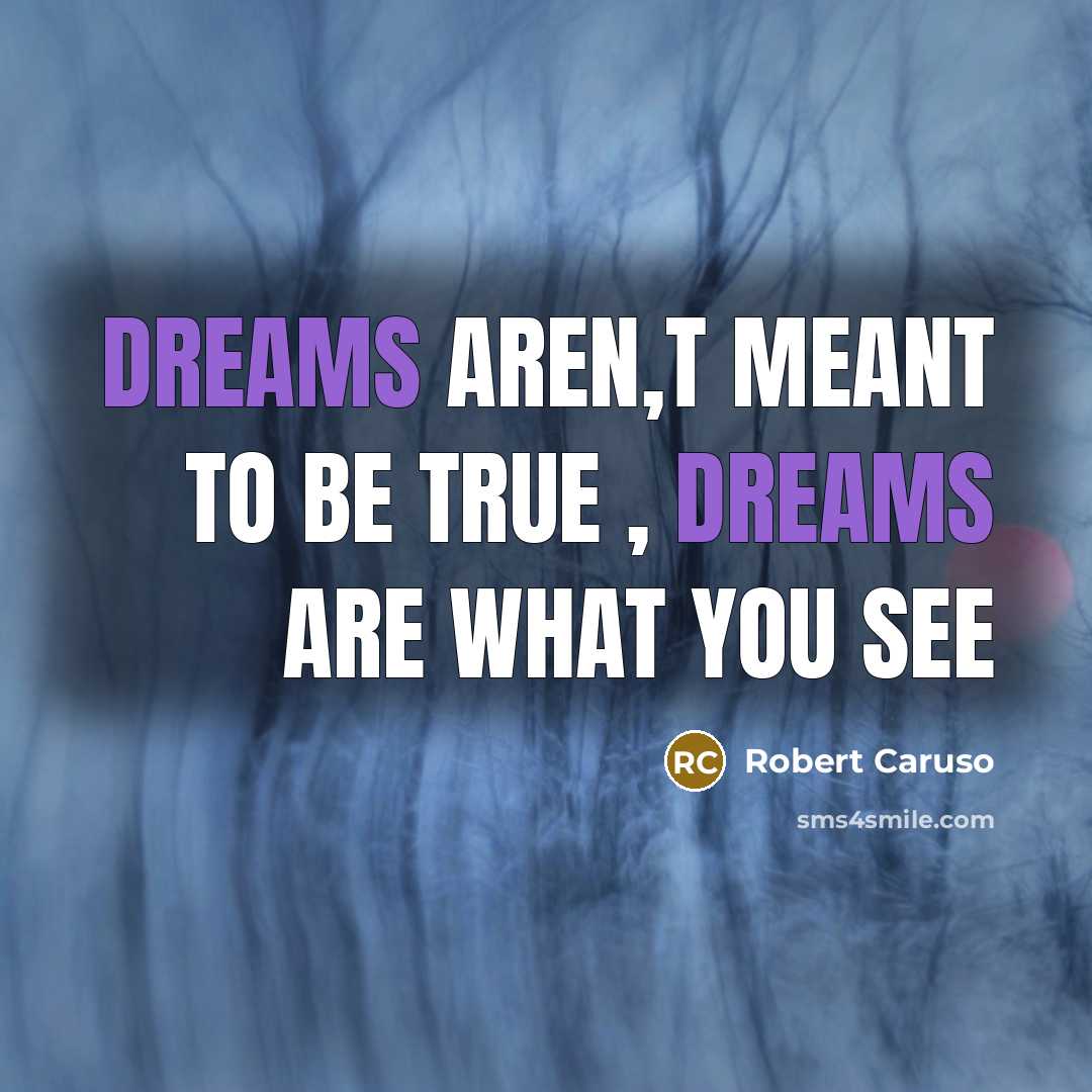 “Dreams aren,t meant to be true , dreams are what you see” quote by Robert Caruso